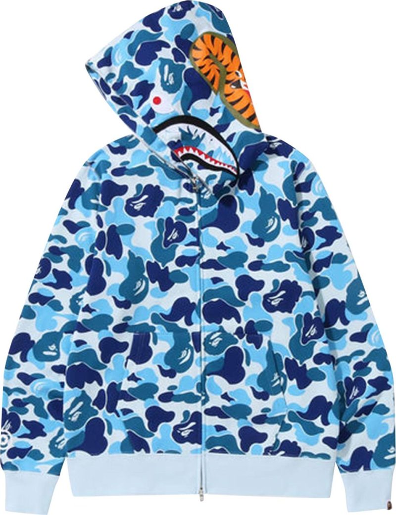 BAPE ABC Camo Shark Full Zip Hoodie Blue - Image 2