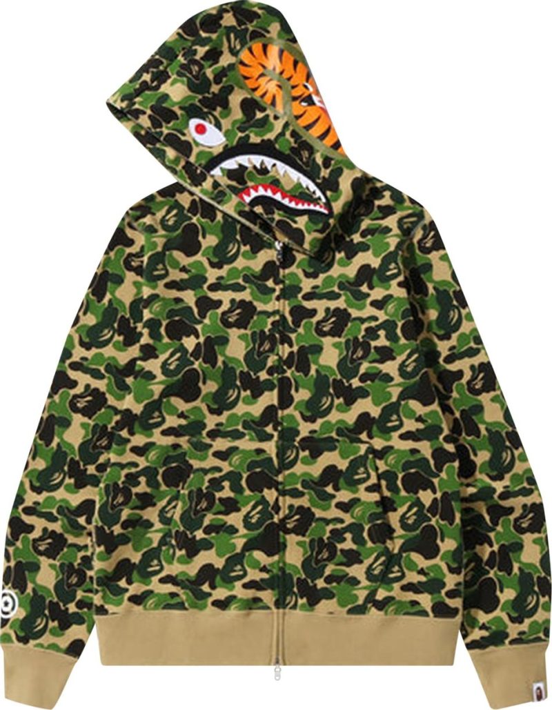 BAPE ABC Camo Shark Full Zip Hoodie Green - Image 2