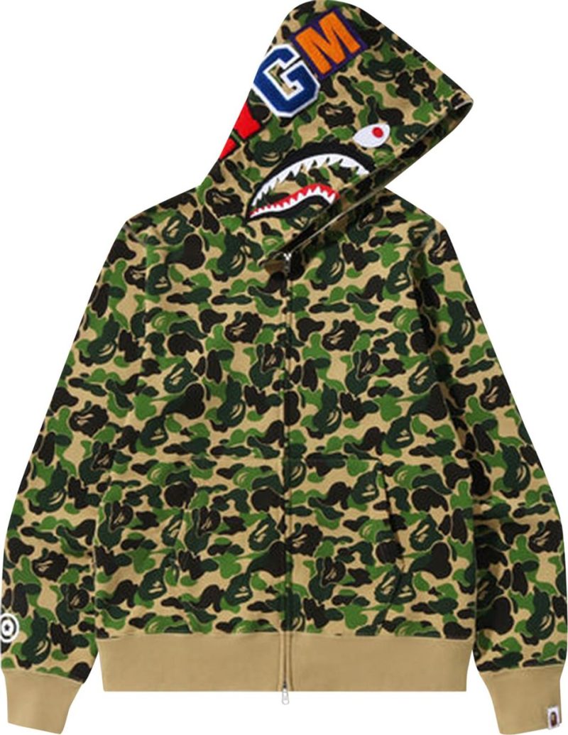 BAPE ABC Camo Shark Full Zip Hoodie Green