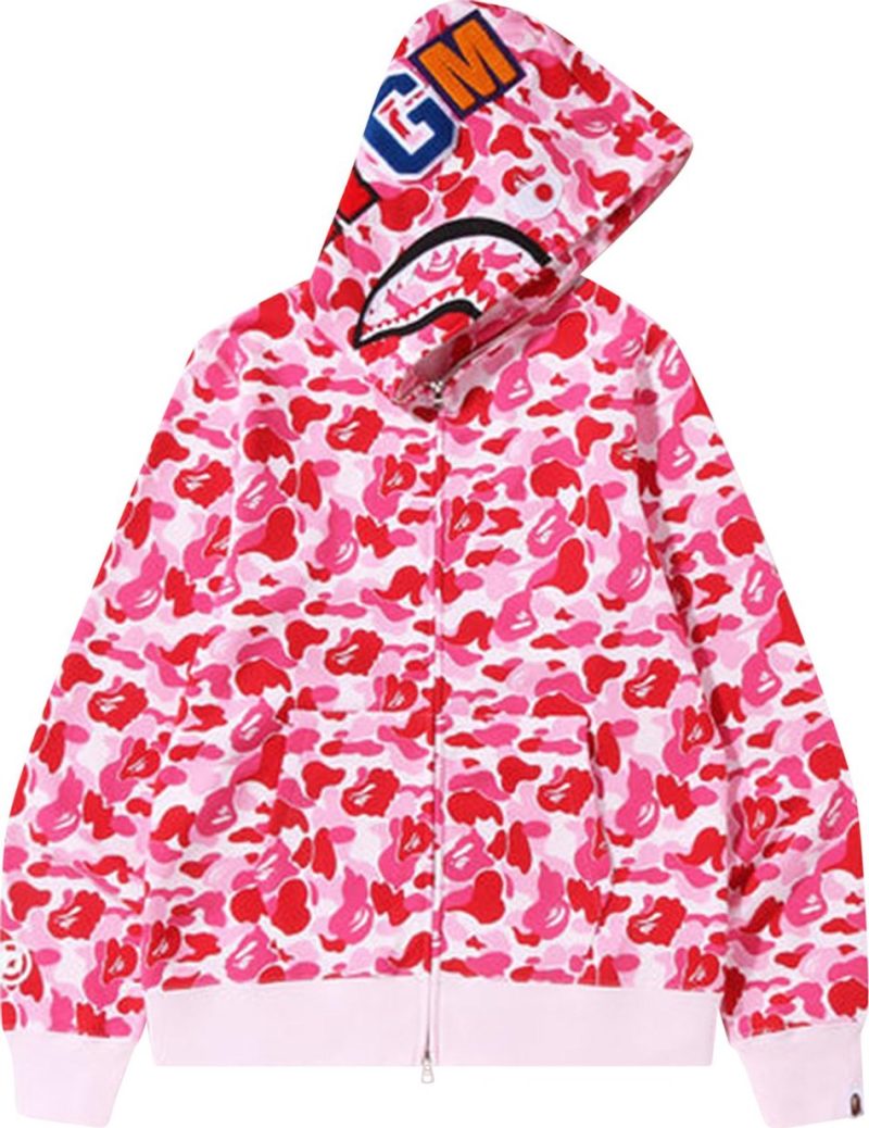 BAPE ABC Camo Shark Full Zip Hoodie Pink