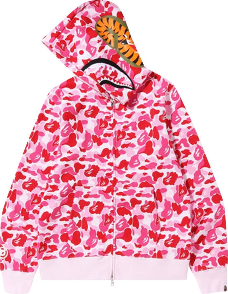 BAPE ABC Camo Shark Full Zip Hoodie Pink - Image 2