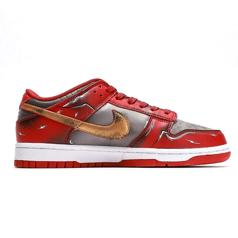 Nike Dunk Low UNLV Soft Grey University Red-Metallic Gold - Image 2